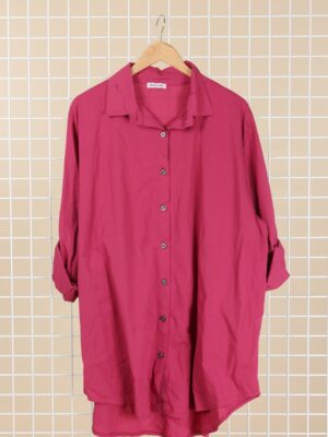 Plus size bomulds skjorte (1435) MAGENTA