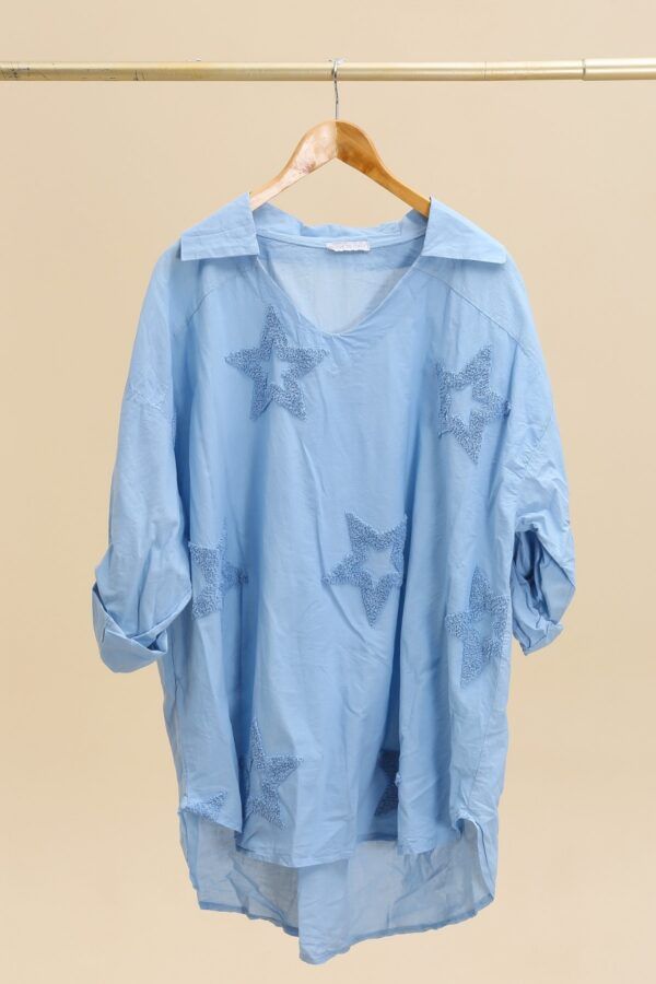 Plus size skjorte m/stjerne (1620) LIGHT BLUE