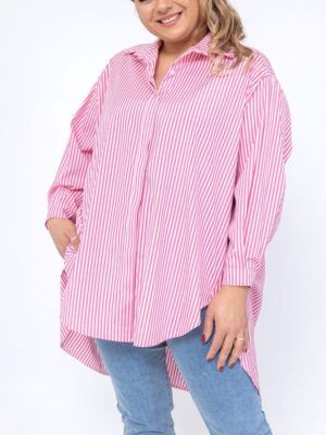 Plus size skjorte med striber (1631) PINK