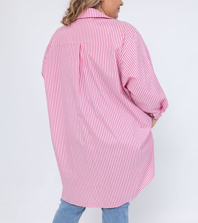 Plus size skjorte med striber (1631) PINK