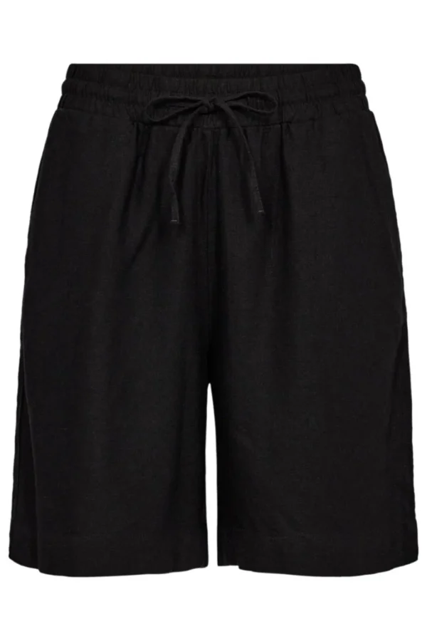 Freequent hør shorts (4168) SORT