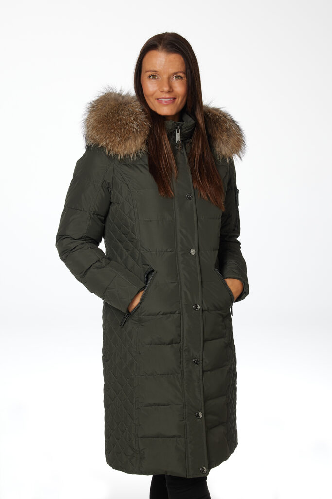 Danwear Dunfrakke dame med pels Alett (ARMY)