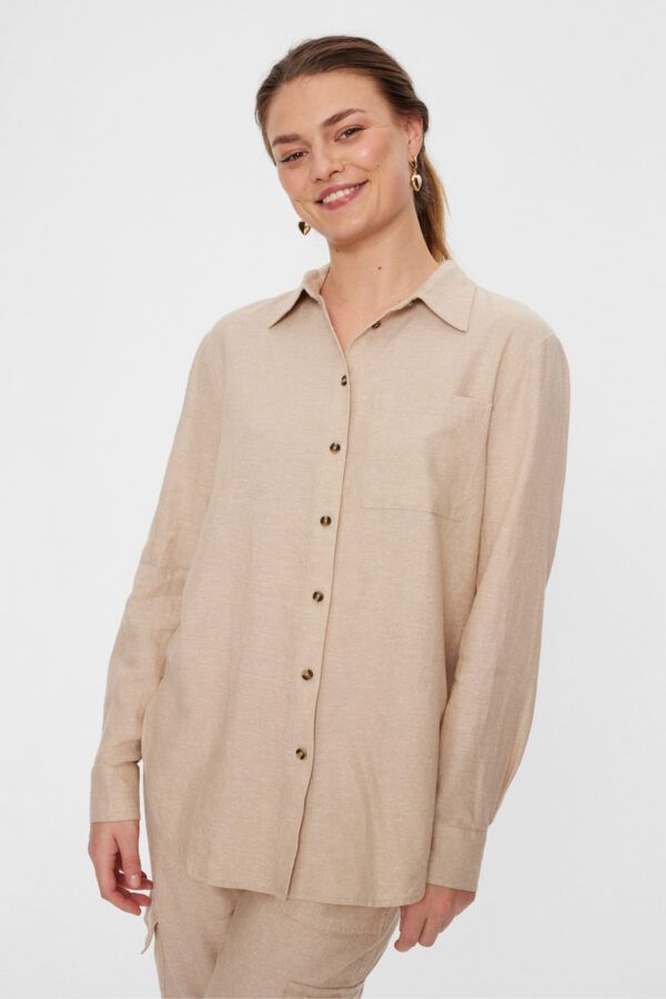 Freequent LAVA SH-SIMPLE skjorte (SAND MELANGE)