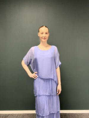 Bella Donna silke kjole lang (6312) BLUE