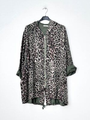 PLUS SIZE CARDIGAN PRINT (1576) ARMY LEO