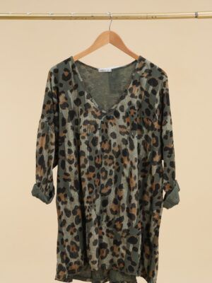 PLUS SIZE BLUSE (1732) ARMY LEO