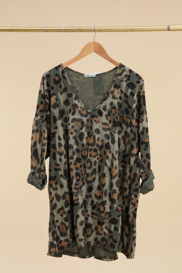 PLUS SIZE BLUSE (1732) ARMY LEO