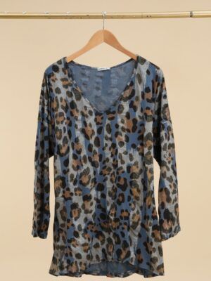 PLUS SIZE BLUSE (1732) BLUE LEO