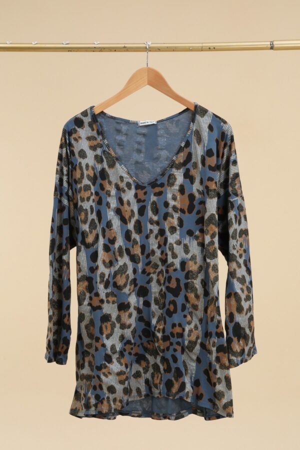 PLUS SIZE BLUSE (1732) BLUE LEO