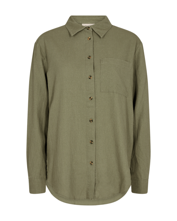 Freequent LAVA SH-SIMPLE skjorte (DEEP LICHEN GREEN)