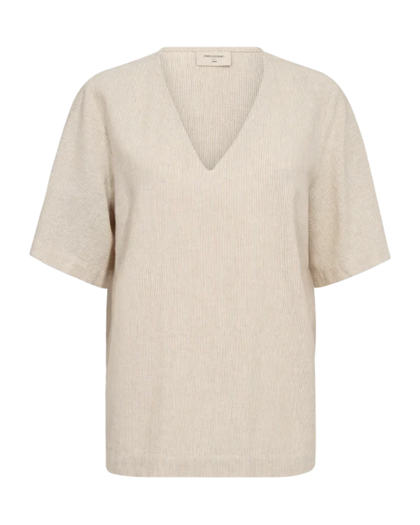 Freequent LAVA hør bluse (4306) simply taupe