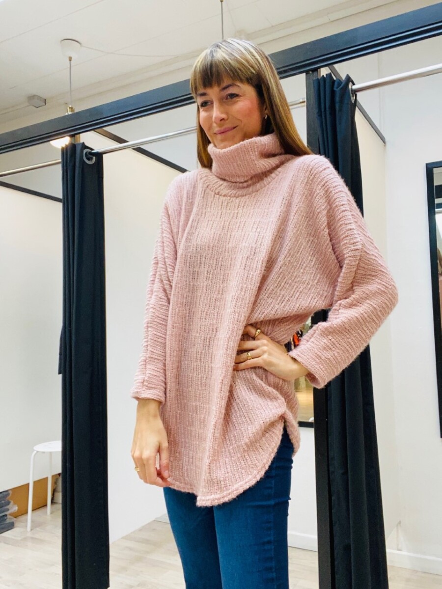Wetland respons trone Strik dame med rullekrave rosa Bella Donna Aalborg- Dametøj online shop!